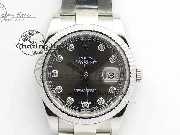 MiroTime 0105 GoodFit DateJust 41mm 126334 Noob 1:1 Best Edition Fluted Bezel Gray Diam Dial On SS Oyster Bracelet A 3585